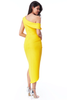 Load image into Gallery viewer, DR2357 - Yellow wrap midi dress