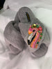 Laines London Grey Fluffy Slippers With Flamingo Brooch