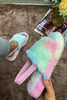 Load image into Gallery viewer, Rainbow Tie-Dye, Slingback, Fluffy Slippers