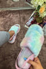 Load image into Gallery viewer, Rainbow Tie-Dye, Slingback, Fluffy Slippers